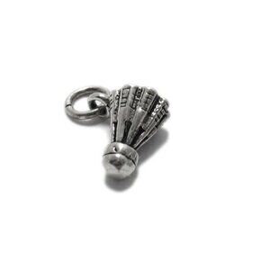 BADMINTON SHUTTLECOCK CHARM IN 3D. STERLING SILVER